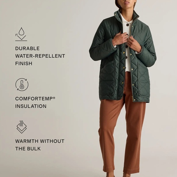 Quince Featherless Quilted Long Puffer Jacket Size XL Verdant Pine New With Tags - Picture 3 of 8